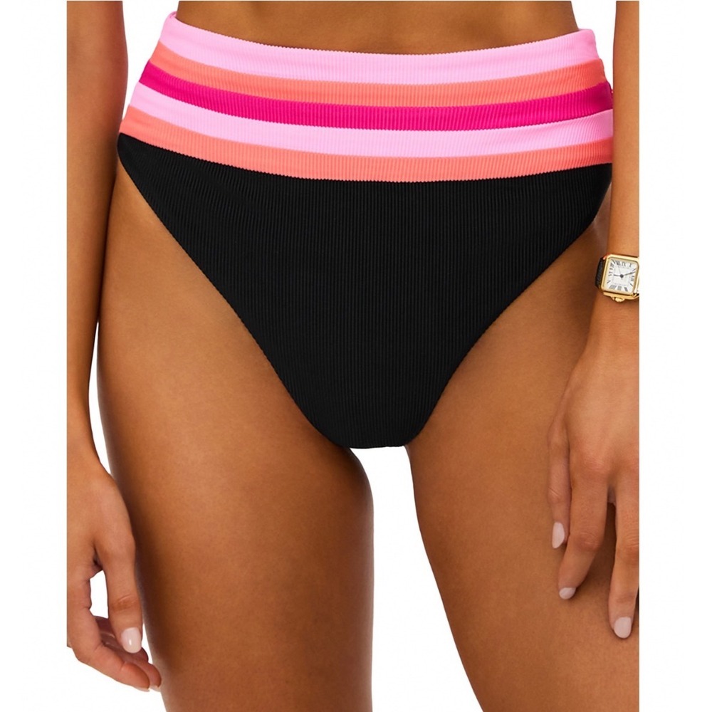 Beach Riot Millie Bikini Bottom Ruby Color Black Pink Orange Ribbed High Waist S
